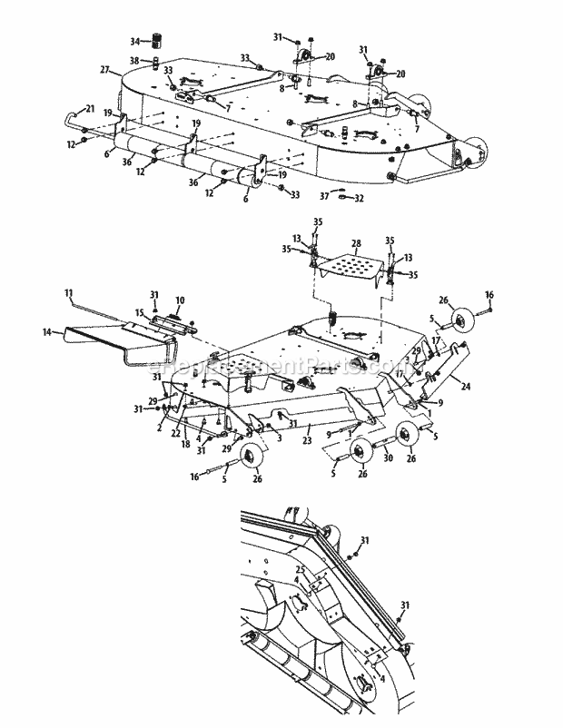Mower Deck 60-Inch Diagram and Parts List for S6031-KW 53DI8DU6050-31HP Cub Cadet Lawn Tractor